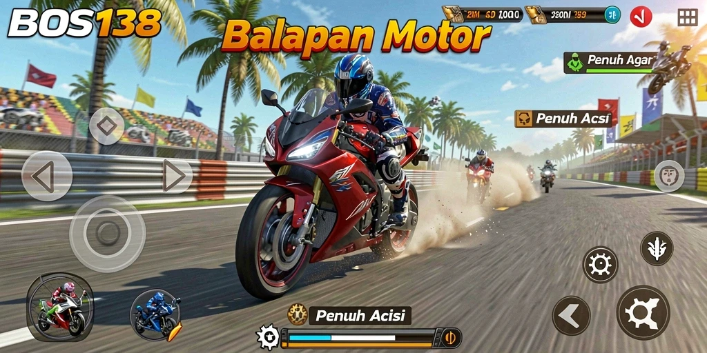 Gameplay seru di jalanan dengan aksi balapan motor.