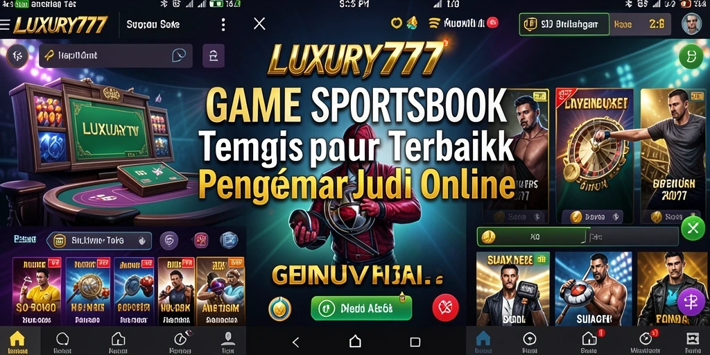 Screenshot gameplay LUXURY777 menunjukkan fitur Sportsbook yang menarik.