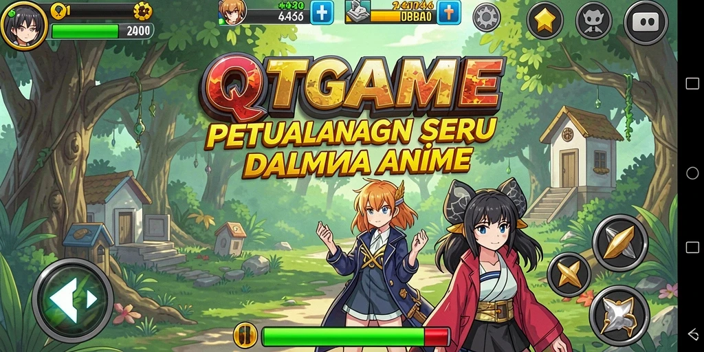 Tampilan gameplay yang menakjubkan dalam QTGAME dengan karakter Anime.