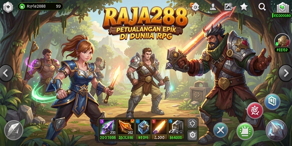 Tampilan gameplay RAJA288 dengan pertarungan yang intens dan karakter yang beragam.