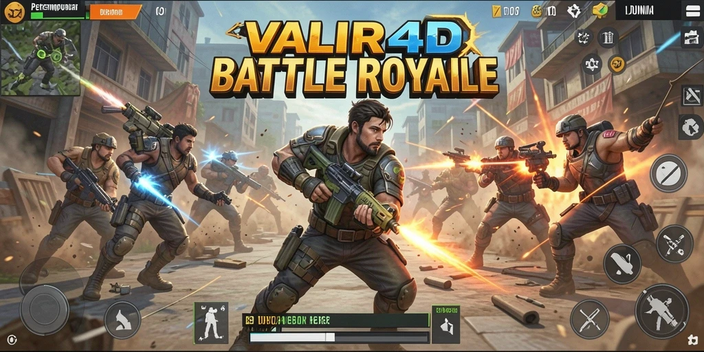 Tampilan aksi pertempuran seru di game Battle Royale.